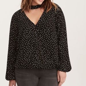 Torrid Polkadot Black Blouse (2X)